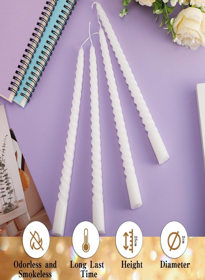 Cptoion Spiral Taper Candles,10 Inch Twisted Taper Candles,Unscented Dripless Twisted Candlesticks, White Spiral Taper Candle for Home Decoration,Dinner Party Wedding Holiday (24 Pcs) - Image 5